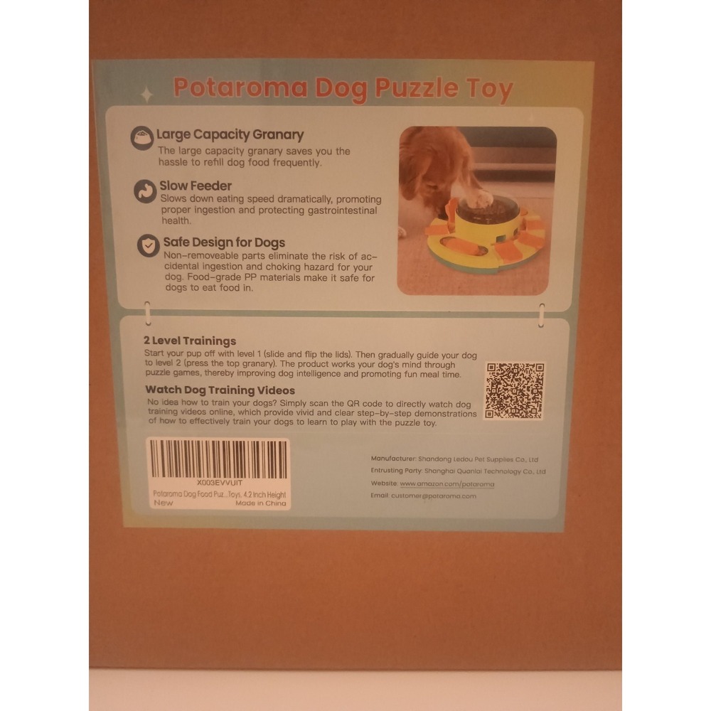 Potaroma Dog Puzzle Toy 2 Level Training Slow Feeder Dog Food Treatment